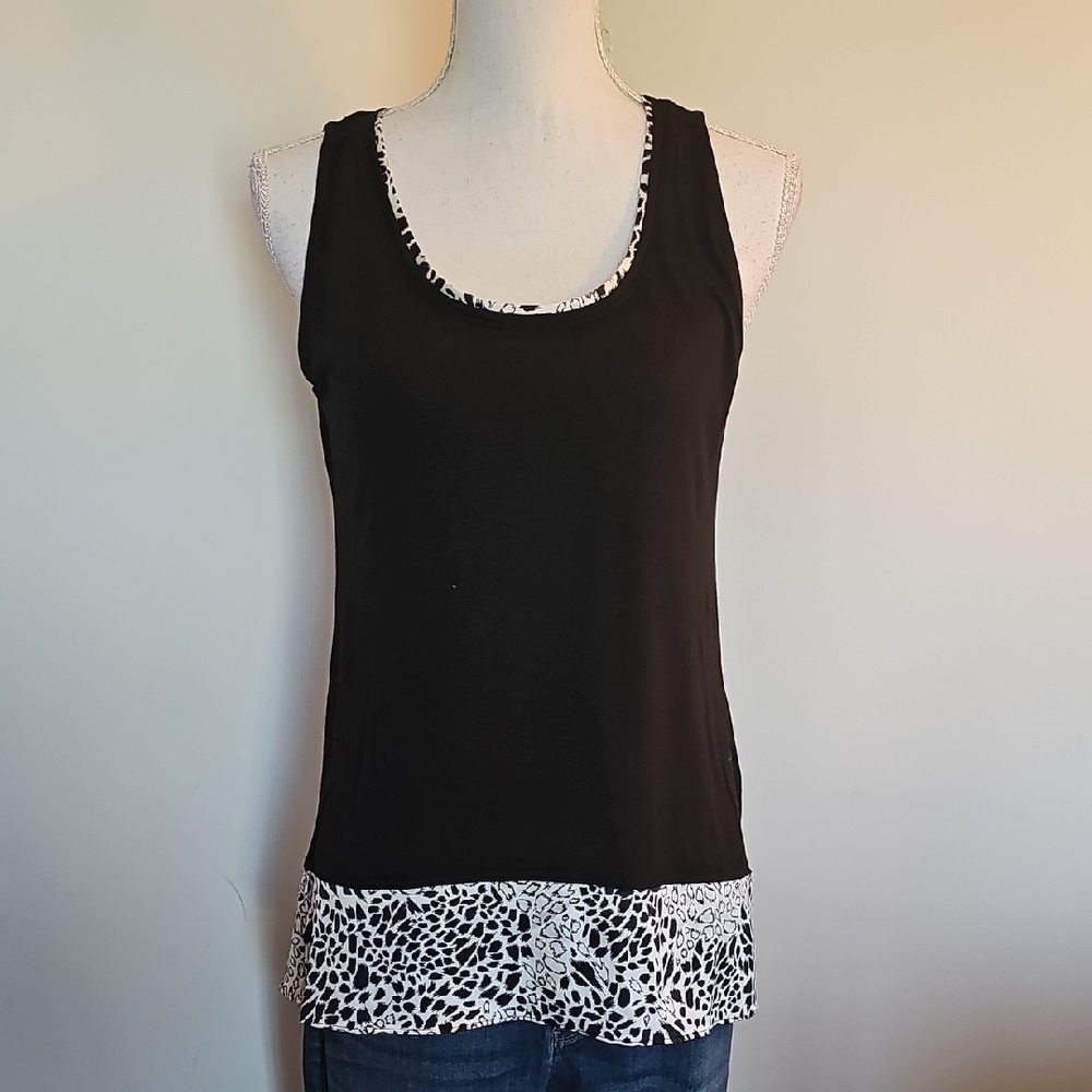 White House Black Market Black Tank Top with Pattern